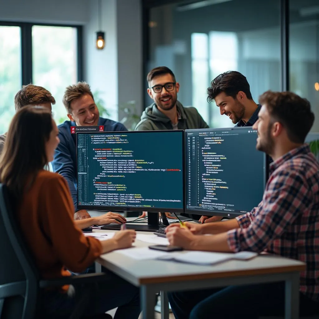 Equipo de Gmtech colaborando en un proyecto de software